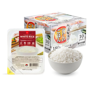 IRIS Instant White Rice (10 Pack), Ultra Premium Japanese Short Grain Sushi Sticky Rice, Microwave for 80 seconds (1.2 Minutes), Gluten Free Vegan, Grown Polished and Packed in Japan, Best By 12/2025