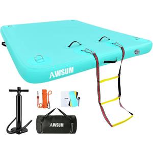 AWSUM Inflatable Floating Dock Air Dock Platform Floating Island Raft with None-Slip Surface for Pool Beach Ocean