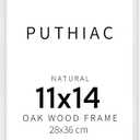 puthiac 11x14 White Oak Wood Picture Frame - Minimalist 11x14 Poster Frame, 11"x14" Frame Wood, Natural Solid Wooden Picture Frames for Wall Art Photo and Prints (1 Pack, White)