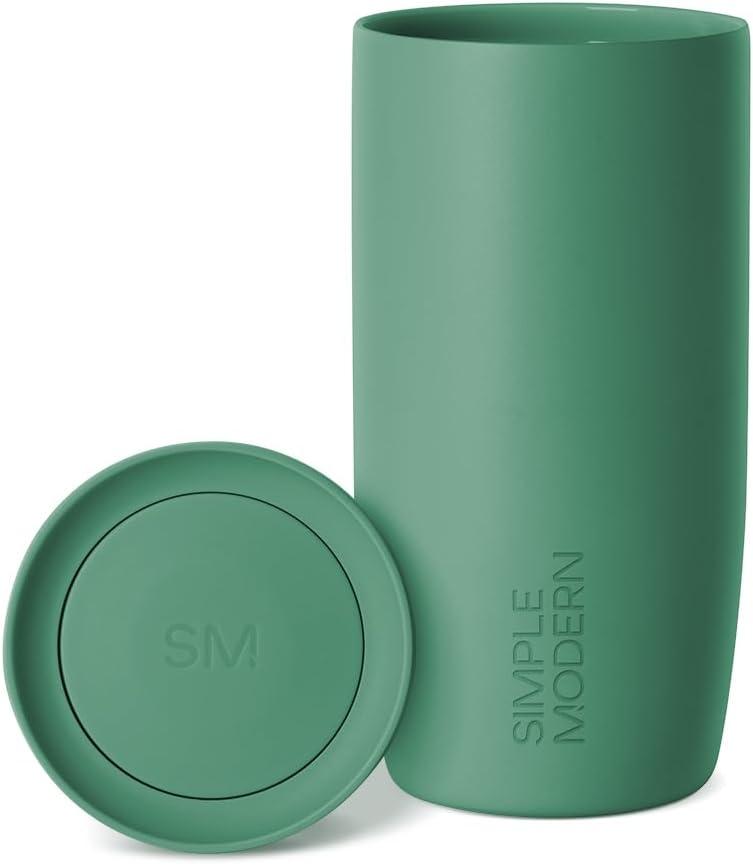 Simple Modern Travel Coffee Mug Tumbler with 360 Lid | Ceramic-Lined Insulated Stainless Steel Cold Brew Iced Coffee Cup Thermos | Gifts for Women Men Her Him | Voyager Signature | 16oz | Basil