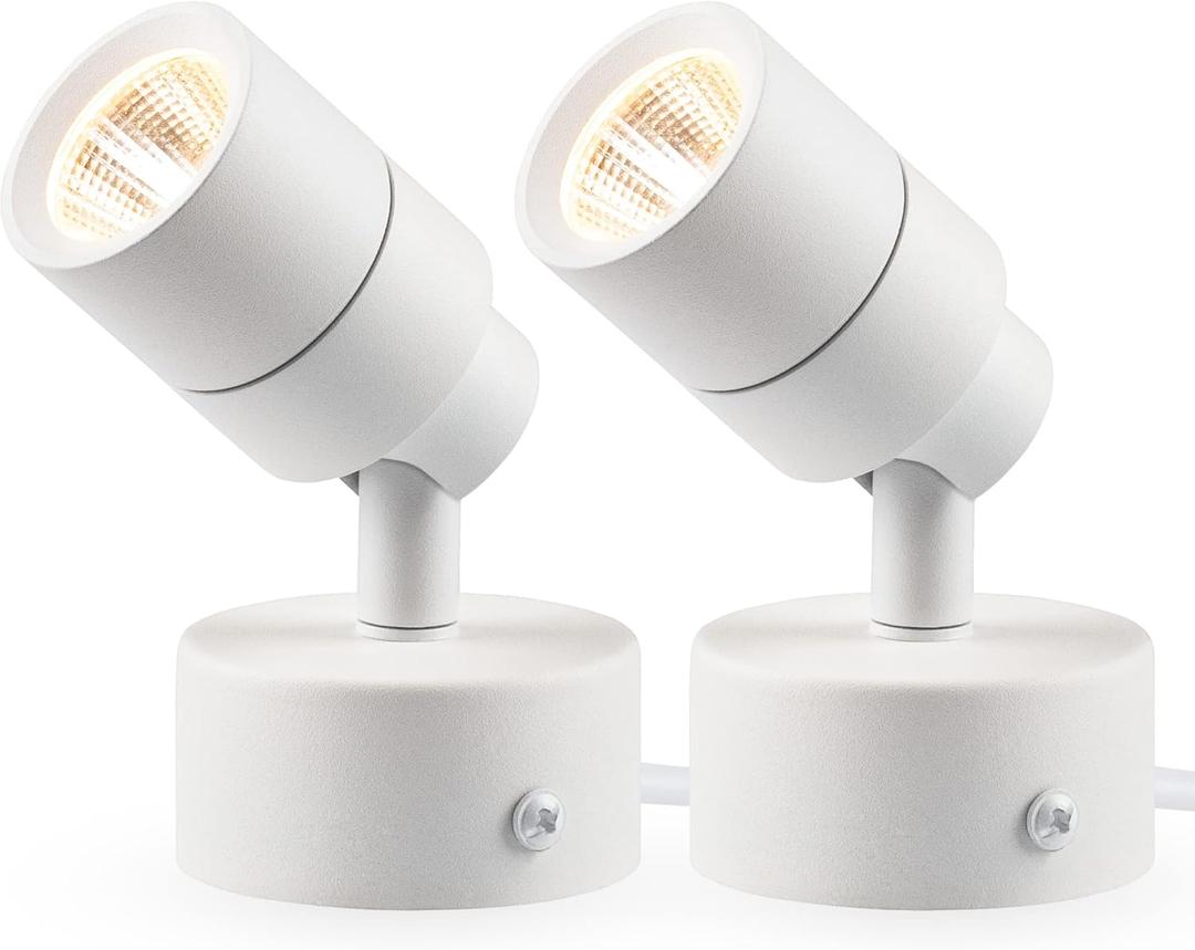 SUNVIE 2 Pack LED Up Lights for Indoor Use Uplight, Warm White Floor Spotlight Lamp, 120V Spot Lights for Uplighting Accent Lighting, 5.9 FT Cord with Foot Switch