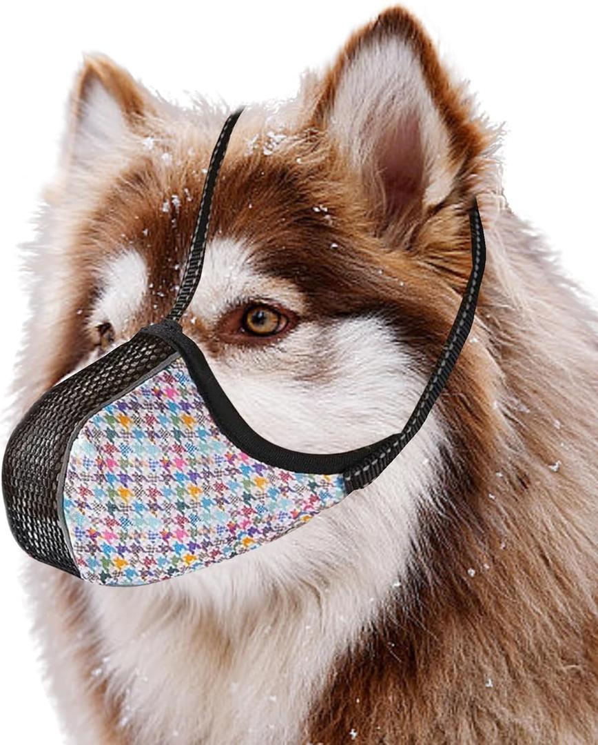 Dog Muzzle for Extra Large Size Dogs to Prevent Biting Chewing Barking Soft Air Mesh Muzzles Reflective Ajustable Full Coverage Dog Mouth Guard Cover for Grooming Scavenging Colour XXL