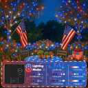 4 Pack Red White and Blue Solar String Lights, 320LED 180FT 4th of July Decorations Outdoor Waterproof, 8 Modes Patriotic Solar Fairy Twinkle Lights for Independence Memorial National Day Decorations