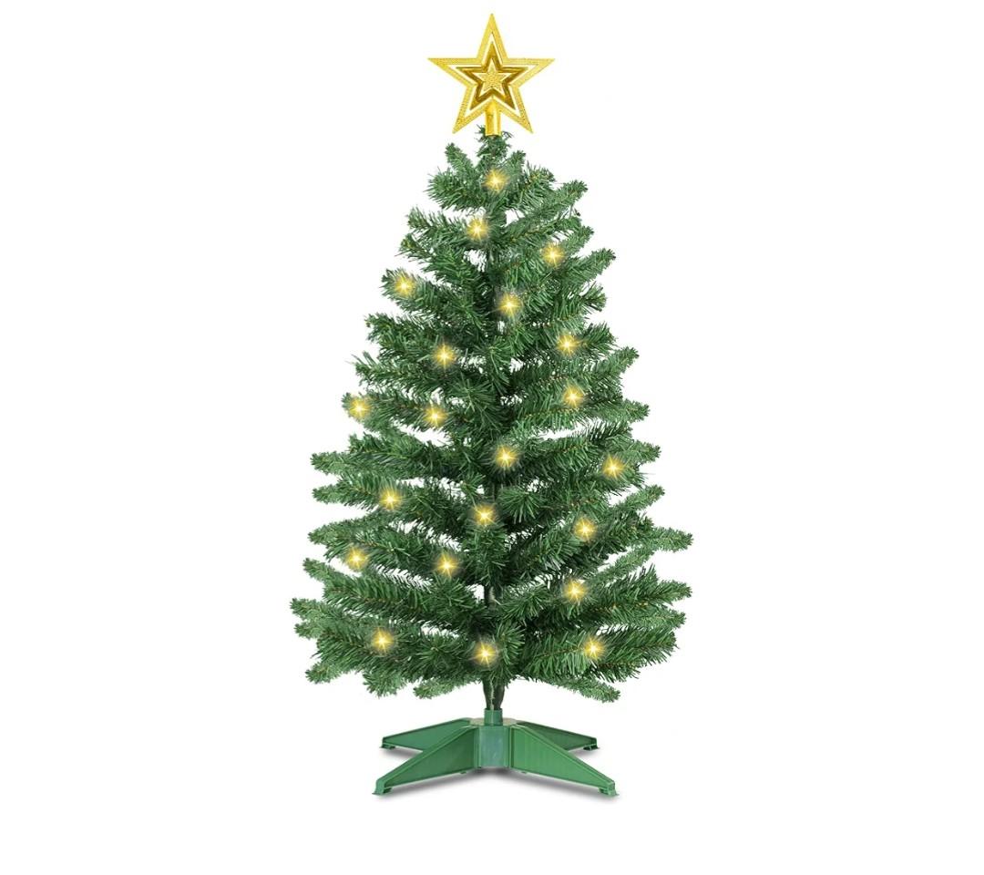 3 Ft Green Christmas Tree with Lights, Timer 8 Modes 50 Warm White Lights Battery Operated Small Artifical Full Christmas Tree for Tabletop Home Office Indoor Outdoor Xmas Holiday Party Decorations
