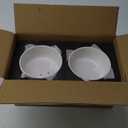 6.1inch Ceramic Raised Double Bowls Set with Acacia Wood Stand, 2 Heights Elevated, Food & Water Bowls for Small Breed Dogs, Weighted Dog Dishes, Pet Bowl(27oz, Arctic White) (3.4 CUPS)