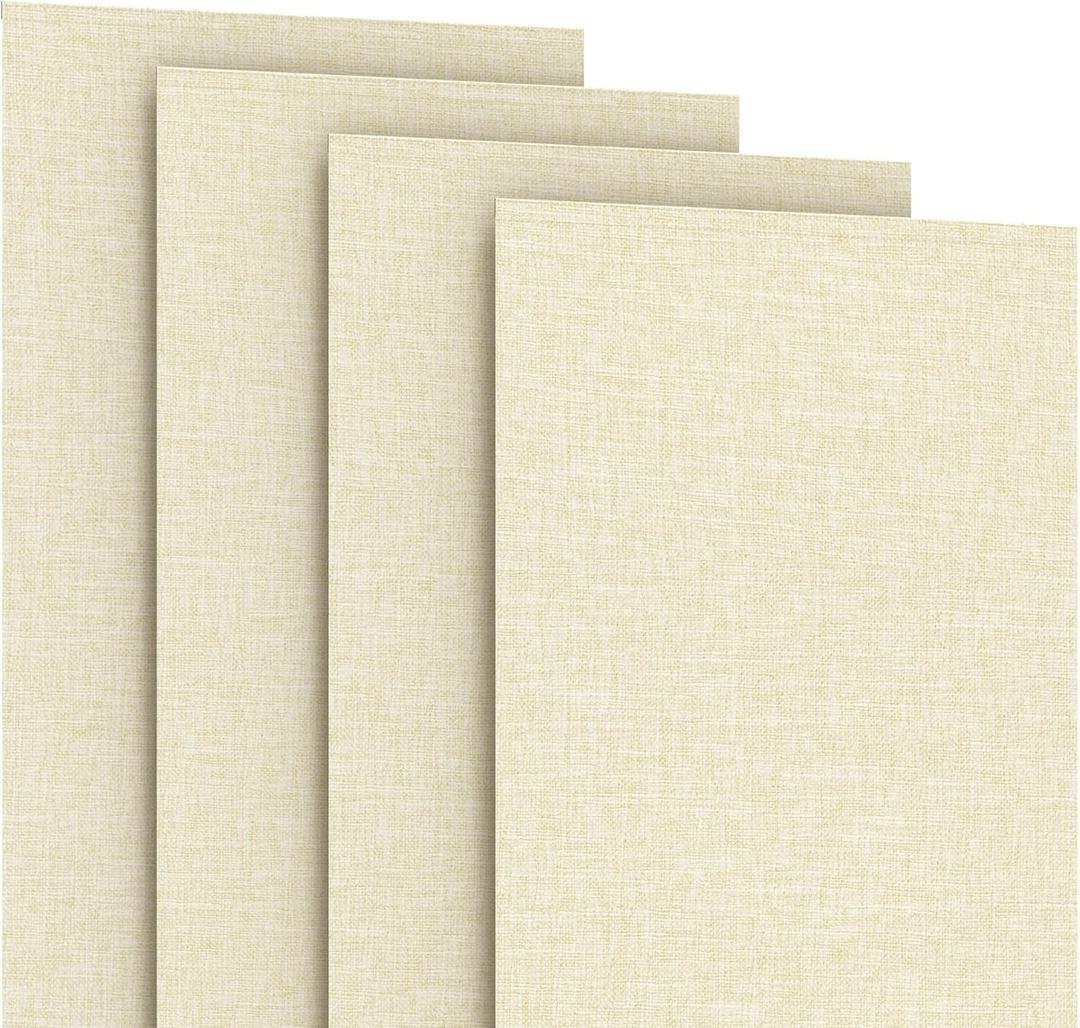 4-Panel Replacement Fabric for Sliding Panel Track Blinds 23" W x 96" L Fabric Only Pre-Attached Hook & Loop Fasteners Trimmable, No Bottom Rail Included, Room Darkening - Beige