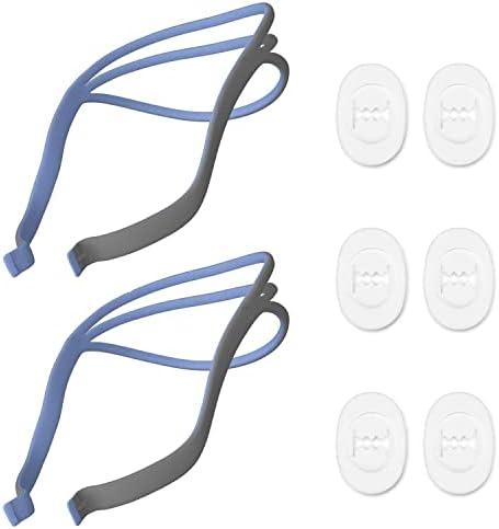 Upgraded Airfit P10 Headgear CPAP Replacement, 2-Pack Replacement Headgear Compatible with reAirfit P10 Nasal Pillow CPAP Mask Straps Included 2 Elastic Straps and 6 Adjustment Clips, Blue
