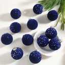 Sosation 12 Pcs 3.14" Glitter Royal Blue Sequin Large Glass Velvet Christmas Ball Ornaments Glass Flocked Christmas Tree Ball Ornaments Xmas Balls Set for Holiday Wedding Xmas Tree Decor