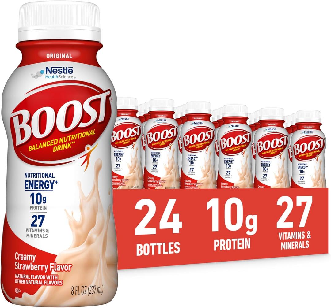 BOOST Original Ready to Drink Nutritional Drink, Creamy Strawberry, 8 fl oz (Pack of 24) (EXP 06/19/27)