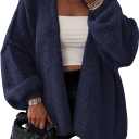 ATHMILE Womens Fall Oversized Cardigan Sweaters Long Lantern Sleeve Knit Open Front Lightweight Winter Fashion Clothes 2026 (Blue, S)