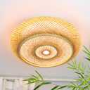 19.7 in Bamboo Woven Rattan-Style Ceiling Light, Boho Ceiling Light Fixture with Remote, LED Dimmable Ceiling Light, Boho Light Fixture for Bedroom Living Room Dining Room Light