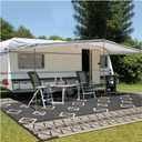 Outdoor Rugs for Patio 9'x12' Plastic Straw Rug Clearance for RV Camping Reversible Waterproof Large Area Rug Portable Carpet Floor Mat Deck Beach Backyard Outside Decor with 4 Corner Loops Stakes (Black & Beige)