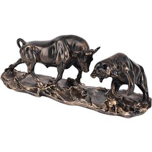 Wall Street Bull Statue, Bull Market and Bear Market Statue, Stock Market Sculpture, Mens Desk decor Day Trading Accessorie, for Office, Desktop, Bookshelf, Study, Home Decor, Financial Advisor Gift