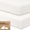 2Pack Waterproof Crib Sheets for Boys, Girls  52x28 Fitted Organic Cotton Baby Crib Sheets, Toddler Mattress Protector Cover, Washable, Soft & Durable Baby Bedding Essentials (Soft White)