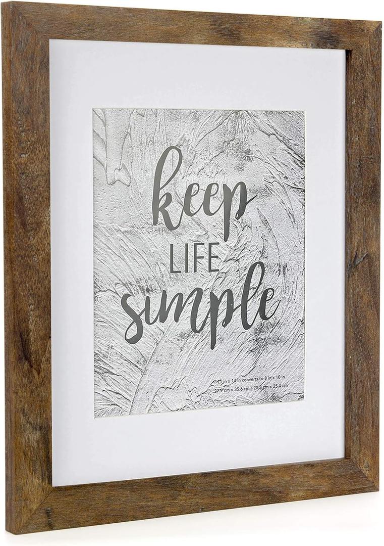 kennethan 11x14 Picture Frame Rotten Brown 2 Pcs Wooden Frame can Display 8x10 Picture with Mat or 11x14 Without Mat on the Wall For home decoration,holiday gift