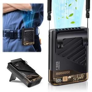 Portable Waist Fan, Body Belt Clip-On Personal Cooling Fan, Rechargeable Under Shirt/Handheld/Neck Strap Fans with LED Display, 10000RPM, 5 Speed, 40H Runtime for Outdoor Travel Wearable Hiking