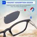 DEHOTRE Non Prescription Glasses Men Acetate Frame Eyeglasses with Magnetic Clip On TAC Polarized Sunglasses Clear Lens