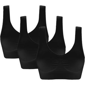 Vermilion Bird Women's 3 Pack Seamless Comfortable Sports Bra with Removable Pads (4X-Large, Black)