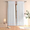 White Curtains 80 inches Long Room Darkening Window Curtain Panels Living Room Divider Patio Doorway Sliding Glass Door Rod Pocket Thermal Insulated Drapes Kitchen Bedroom Basement 2 Panels 52"x80"