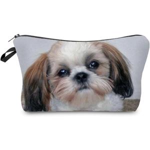 Shih Tzu Dog Cosmetic Bag Cute Small Makeup Bag for Purse Travel Toiletry Zipper Pouch Shih Tzu Dog Makeup Bag for Woman