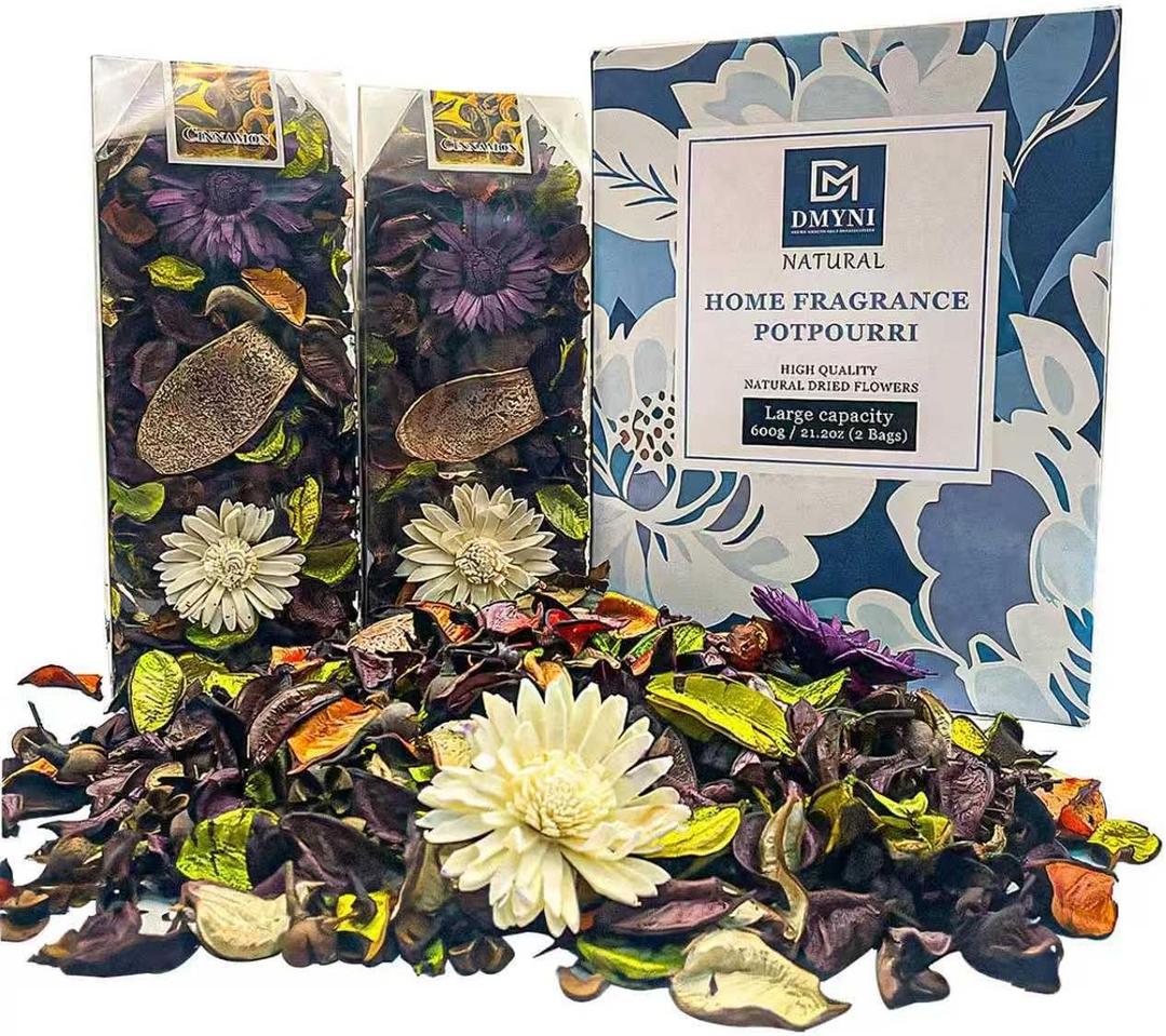 Scented Potpourri Bowl Filler for Home Decor, 21.2 oz Dried Flower Potpourris Bags, Decorative Pot pourri Mix for Spring, Summer, Fall & Winter (Coffee, Cinnamon Potpourri)