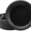 PLASTICPRO 100 PCS Black Plastic Plates Light Weight 9 Inch Plastic Dinner Plates Black Plates Disposable for Party and Wedding