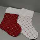 1 Pack Jumbo 3D Christmas Stockings with Golden Hooks, Extra Large 18'' Xmas Socks for Fireplace Mantel Decor, Holiday Hanging Stockings Set for Gifts (Plaid Santa)