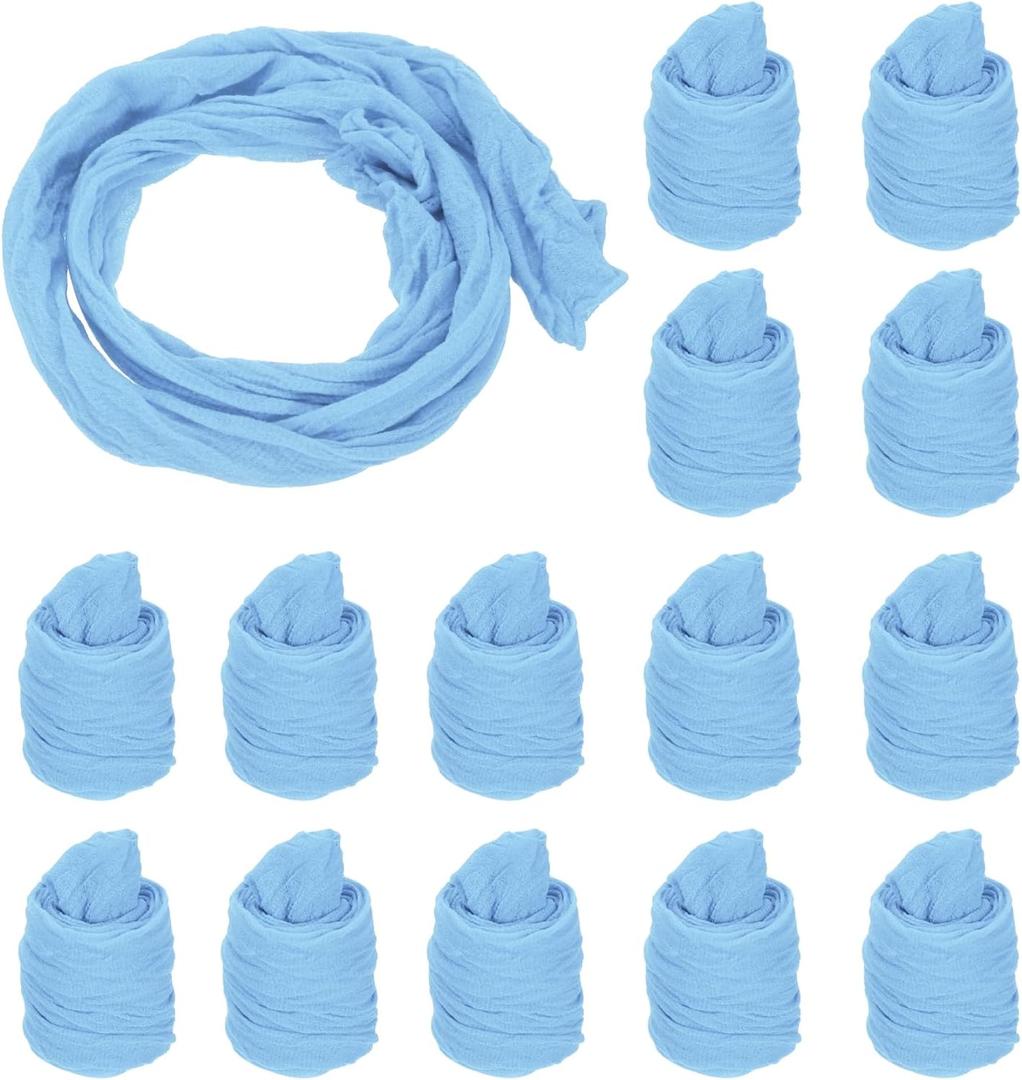 MECCANIXITY Nylon Stockings Flower Fabric, 65cm/ 25.6" Mesh Tensile Silk Nylon Fabric DIY Floral Crafting Kit for DIY Flower Making Wedding Crafts Decoration (Light Blue, Pack of 25)