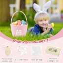 OIAHOMY Gift Basket with Handle, Personalized Baby Basket for Kids, Woven Rope Gift Empty for Toys, Baby Treasure Hunt Baskets with Wooden Card for Boys and Girls - Pink