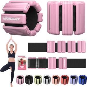 Pilates Wrist Ankle Weights for Women, Wearable Strong Arm & Leg Weights Set of 2(1 lb/2.2 lbs Each), Adjustable Ankle Weights for Walking, Yoga, Dance, Barre, Gym (Pink)