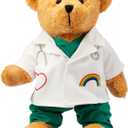 HollyHOME Doctor Bear Stuffed Animal Plush Teddy Bear in Scrubs and White Coat Gifts for Doctors Students and Kids 10 Inch