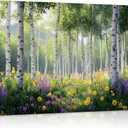 Birch Trees Forest Canvas Prints Wall Art - Nature Landscape Poster Prints for Living Room Bedroom Decor,Spring Flowers and Trees Printing Artwork Decor for Home Wall Decorations-24x36inch(60x90cm)-Fr
