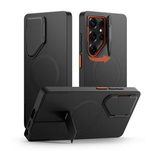 SURITCH for Samsung Galaxy S25 Ultra Phone Case, Magnetic Protective Cover with Camera Cover & Adjustable Metal Kickstand for Galaxy S25 Ultra (2025)-Black