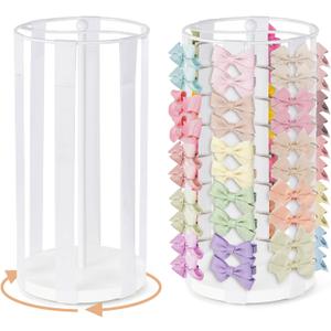 Dahey Bow Holder for Girls Hair Bows, Modern Hair Bow Organizer 360 Rotation Hair Accessories Organizer Storage Stand Display for Girls, White