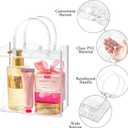 Ohuimrt 30 PCS Clear Plastic Gift Bags with Handles, 6.89 x 6.89 x 3.54 Inches Reusable Party Favor Bags with Ribbon Transparent Gift Wrap Bags Bulk for Weddings Birthdays