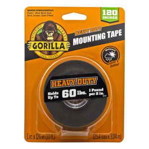 Gorilla Heavy Duty Double Sided Mounting Tape, Black Tape, 1" x 120" (Pack of 1) - Weatherproof for Indoor or Outdoor (1 - Pack)