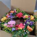 Briful 24 Inch Fall Wreath for Front Door, Autumn Floral Wreath | With Silk Peonies Orange Rose, Berries, for Thanksgiving Harvest Festival, Indoor Outdoor Farmhouse Wall Window Decor