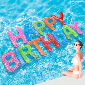 Shappy 20'' Happy Birthday Pool Large Floating Letter Balloons with Adhesive Dots Inflatable Pool Decorations for Summer Birthday Party(Multicolor)
