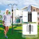 Ottsuls Bird Feeder Pole, 2 Pack 76 INCH Double Shepherds Hooks for Outdoor, Garden Pole with 5 Base Prongs Heavy Duty Planter Hooks for Hanging Plant Baskets, Lantern, Hummingbird Feeder