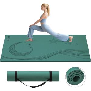 Large Yoga Mat, 72"x40"x0.4"Thick, Extra Wide Exercise Mat, Oversized Non Slip Workout Mat with Strap for Yoga, Pilates, Fitness, Home Gym Studio