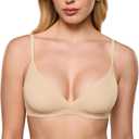 INLYRIC Women's Inbarely Triangle Bralette Comfortable Unlined V Neck Wireless Smoothing Bra Top Stretch (Beige)