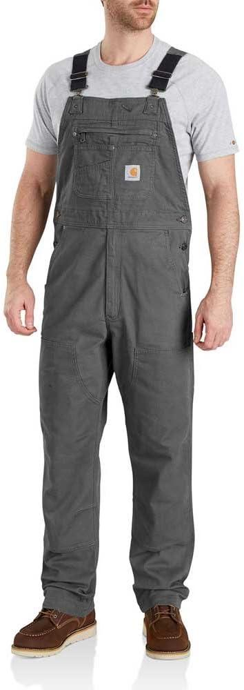 Carhartt Men's Rugged Flex Relaxed Fit Canvas Bib Overall (30W x 34L, Gravel)