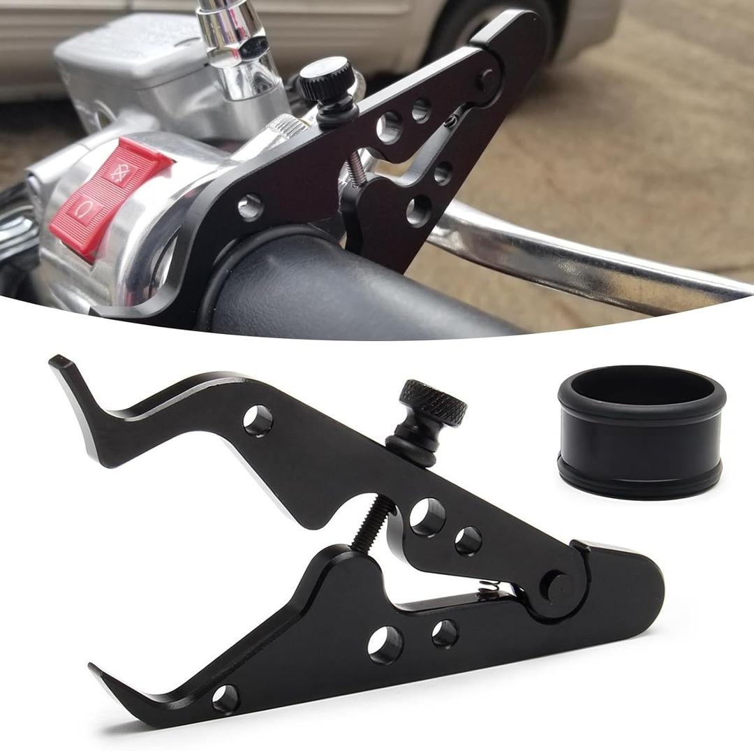 1 PC Motorcycle Throttle Lock, 5.3" x 1.7" x 4.6" Cruise Control Throttle Auxiliary Handle Retainer, Release Right Hand to Relieve Fatigue Speed Controller, Universal for Motorcycles (Black)
