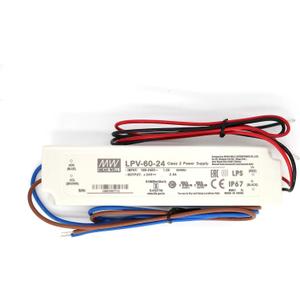 MEAN WELL LPV-60-24 60Watts 2.5Amp 24VDC C.V LED Driver Single Output Waterproof IP67 LED Power Supply Suitable for LED Strip Light Sealed Panel Mount