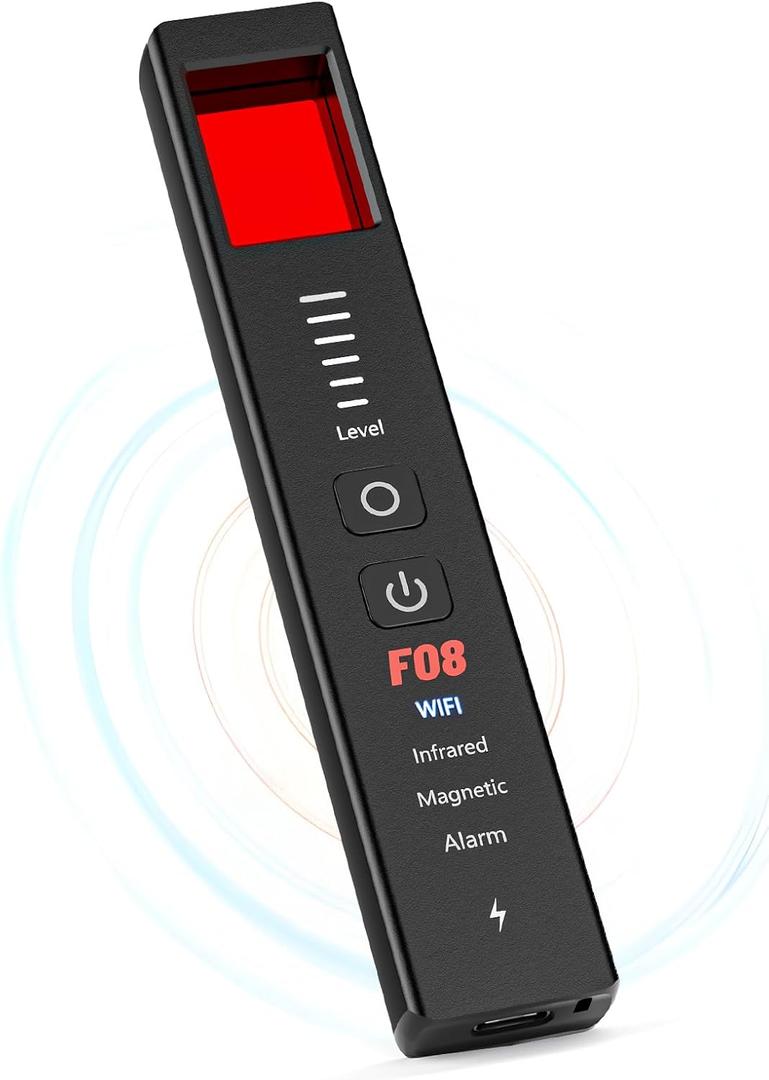 Hidden Camera Detectors Pro - Bug Detector, Spy Camera Finder, GPS Tracker Detector, SOS Alarm, Anti-Theft, 6-in-1 Detector for Travel, Hotel, Airbnb, Car, 6 Sensitivity Levels (Small)