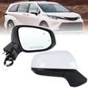 Right Passenger Side Door Mirror Compatible With 2021-2025 Toyota Sienna With Manual Folding Power Glass Heated Blind Spot White