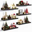 upsimples Floating Shelves for Wall, Wall Shelves for Decor Storage Set of 6, Wall Mounted Wood Shelf for Bedroom, Living Room, Bathroom, Kitchen, Picture Ledge Shelf, Black (15.7in)