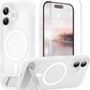 Magnetic for iPhone 16 Case with Stand Clear Matte | (Screen Protector)(Compatible with MagSafe)(Military Grade Shockproof) Translucent Drop Protection Matte Slim Phone Case,6.1"