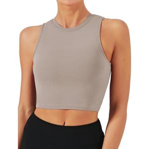 Natural Feelings Nudi Sports Bras for Women Removable Padded Yoga Tank Tops Sleeveless Fitness Workout Crop Tops S
