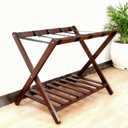 Solid Wood Luggage Rack, Foldable Suitcase Stand, Luggage Holder with Storage Shelf
